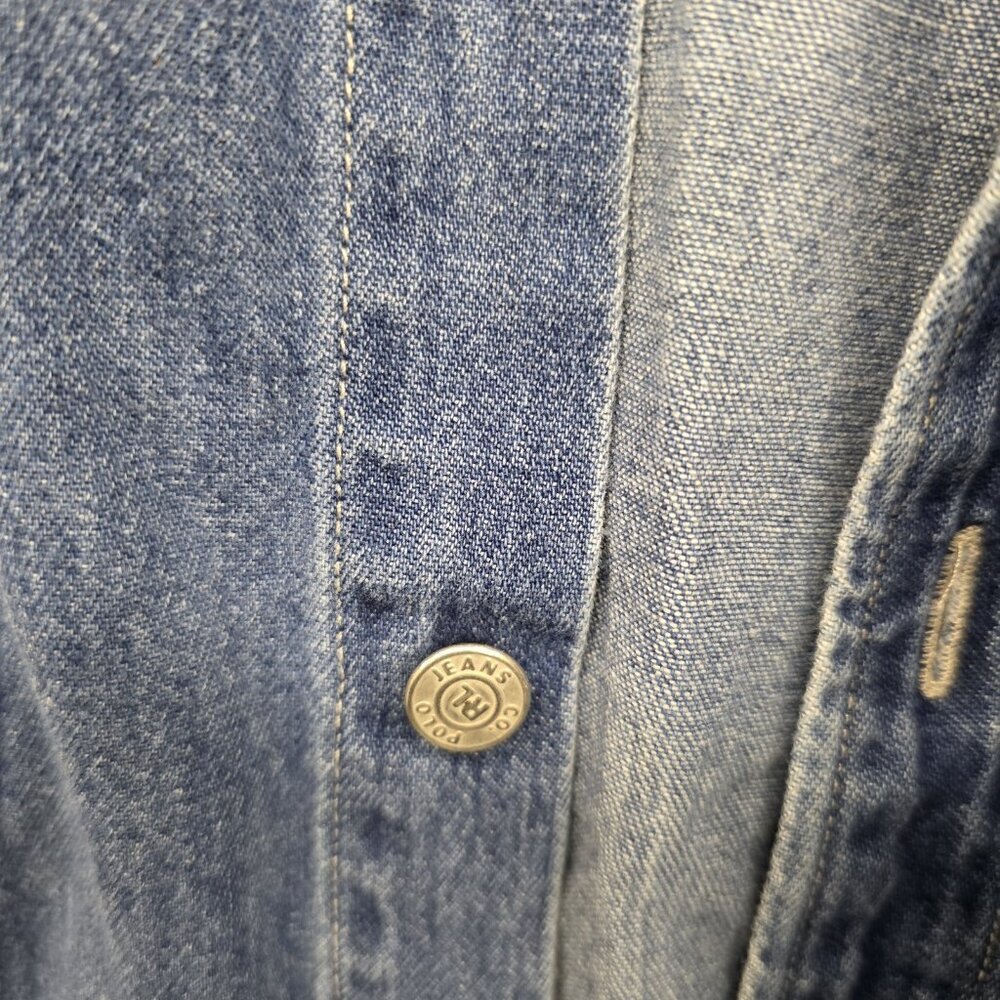 Vintage Polo Jeans Ralph Lauren Denim Worker Button Down Shirt Size Large L - Picture 4 of 10